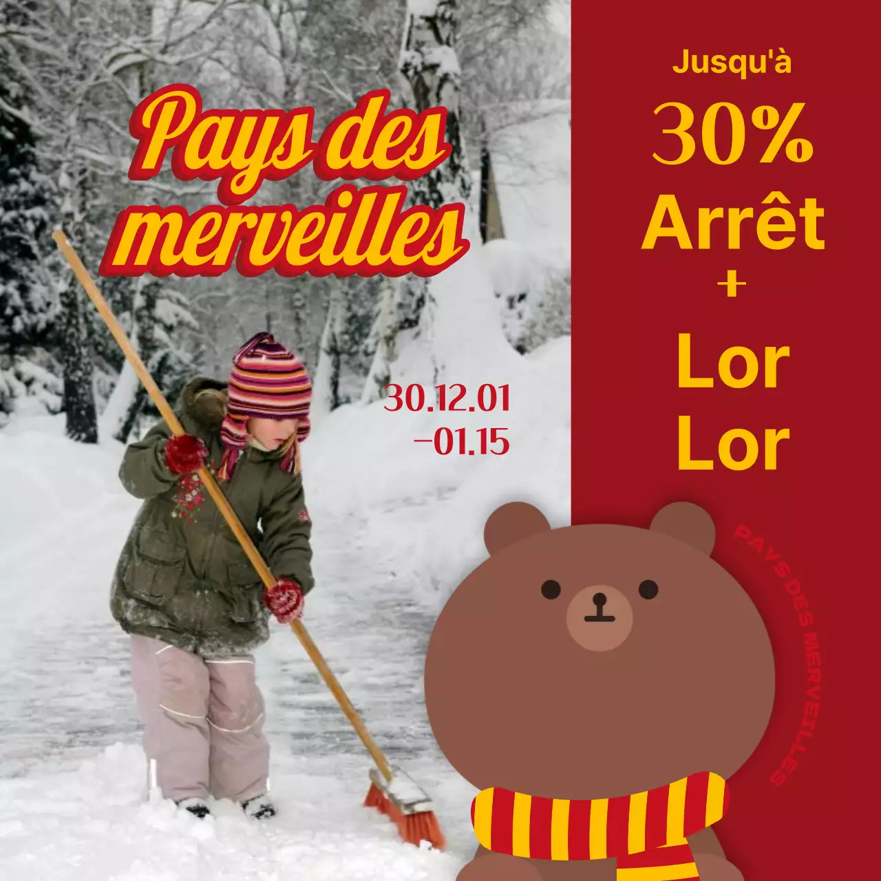 Pop-art : publicités hivernales pour des événements de fidélisation et de réduction en bleu et jaune