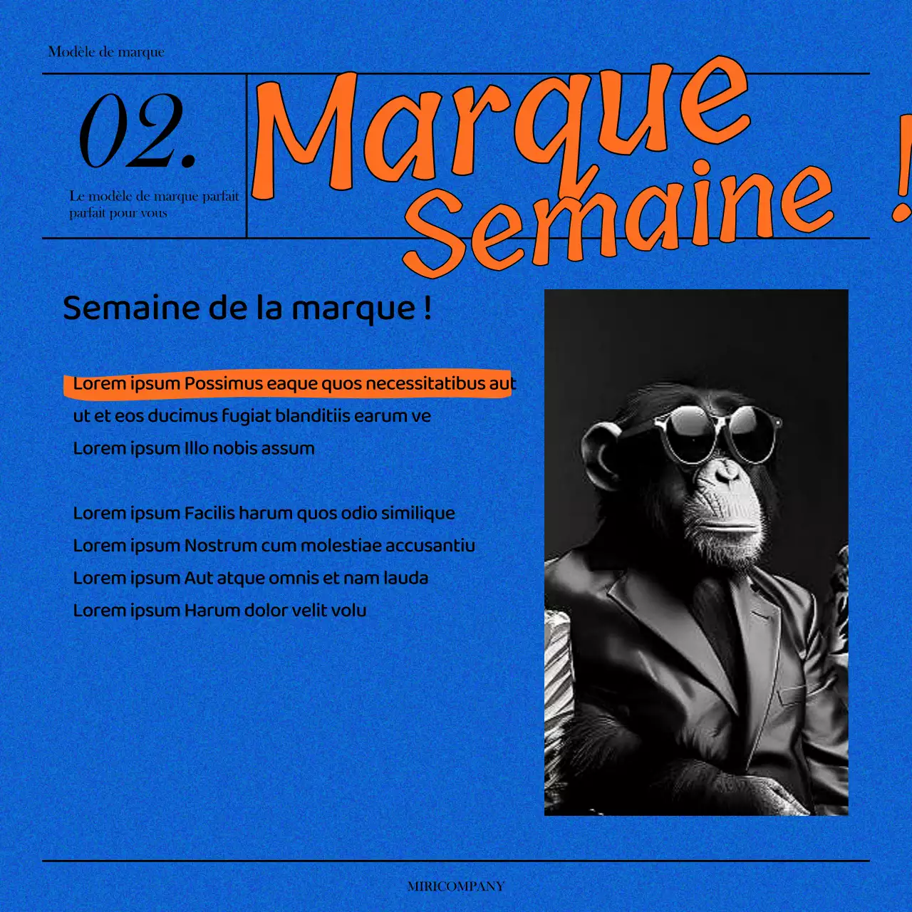 Une déclaration de marque simple en bleu et orange