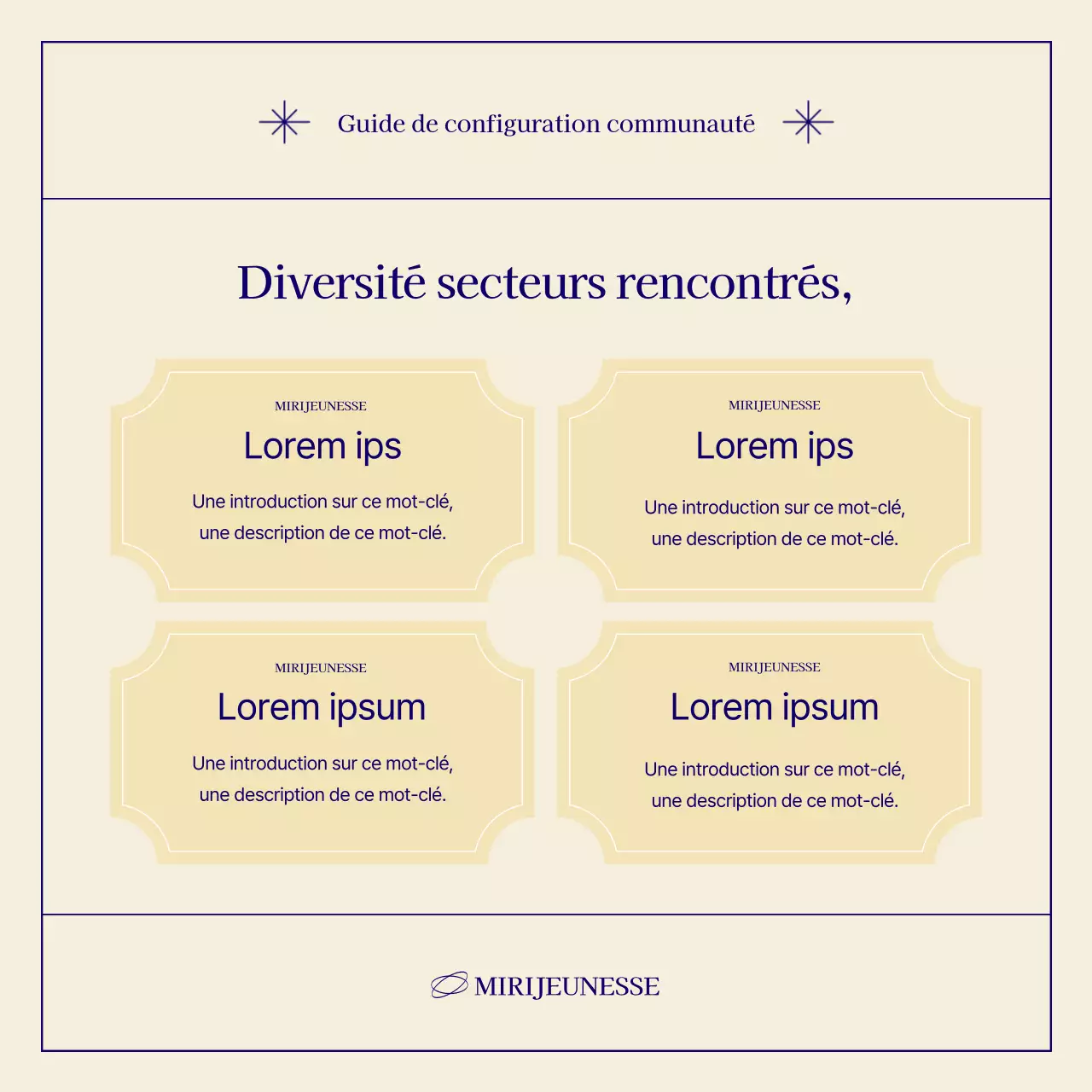 Un simple poste de recrutement communautaire en bleu marine et beige