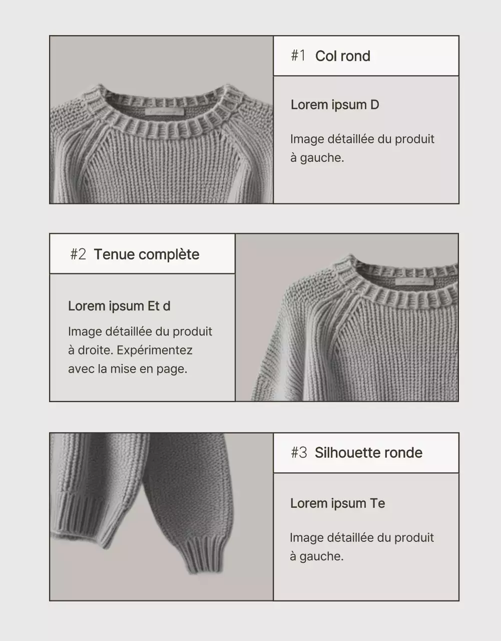 Publicité pour des tricots d'hiver modernes en beige et marron