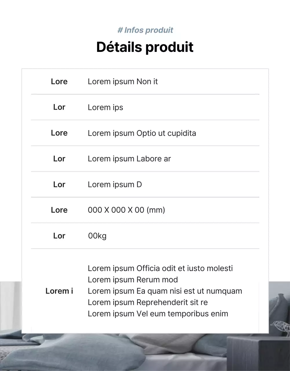 Promouvoir des produits pour vendre des meubles simples gris et bleus