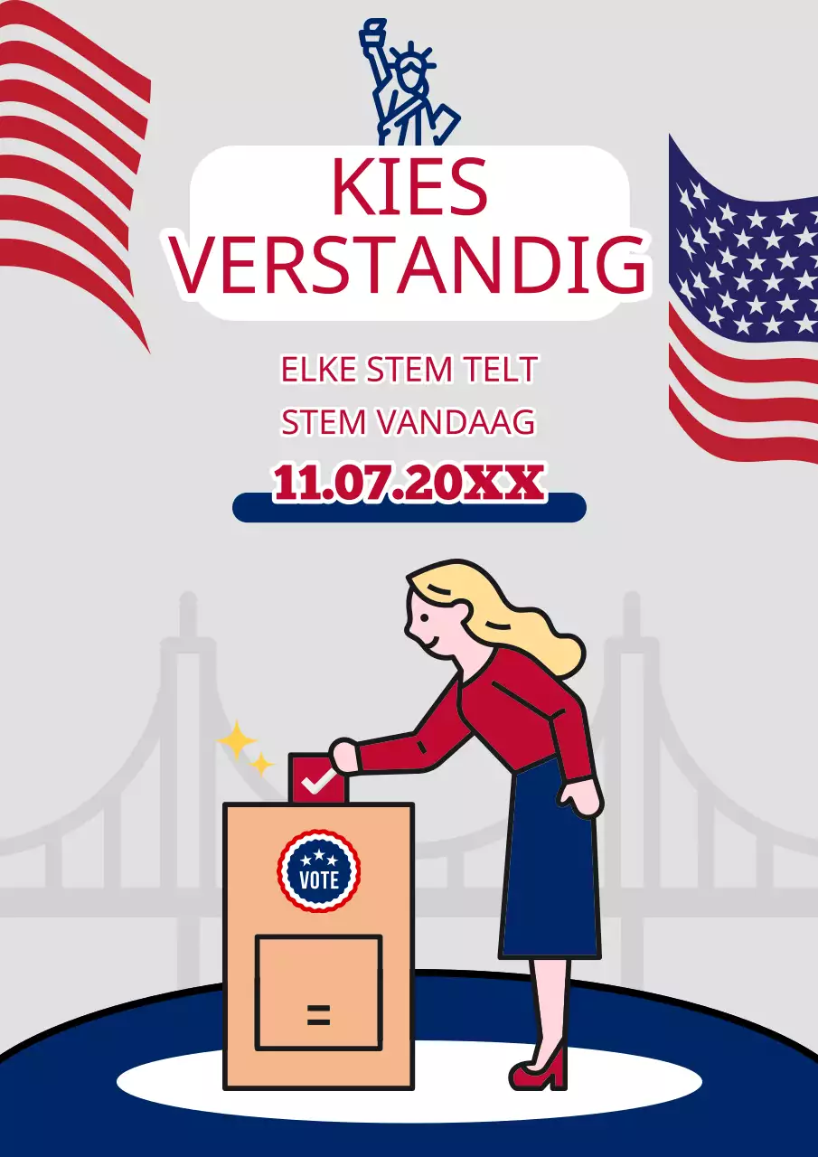 Grijs-blauwe eenvoudige verkiezingsdagadvertentie