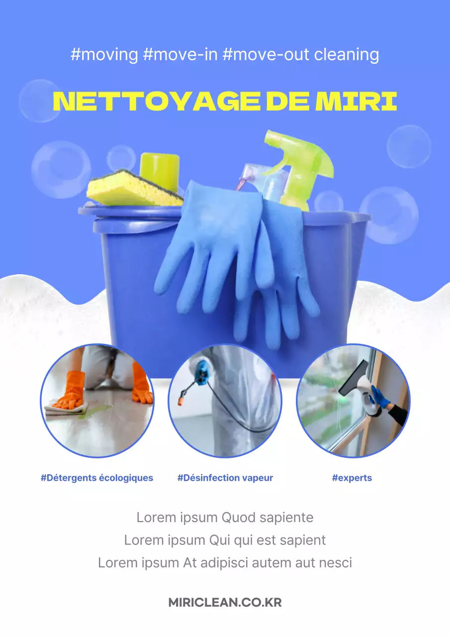 Promouvoir une entreprise de nettoyage moderne dans des couleurs bleues et fluorescentes