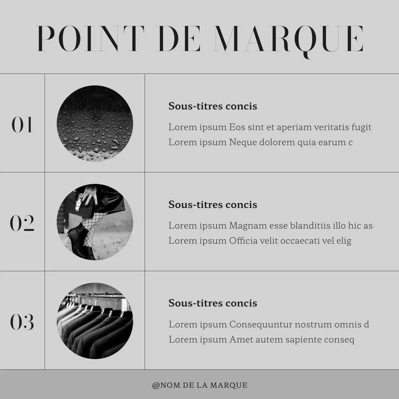 Marketing d'une marque de vêtements de mode moderne en noir et blanc