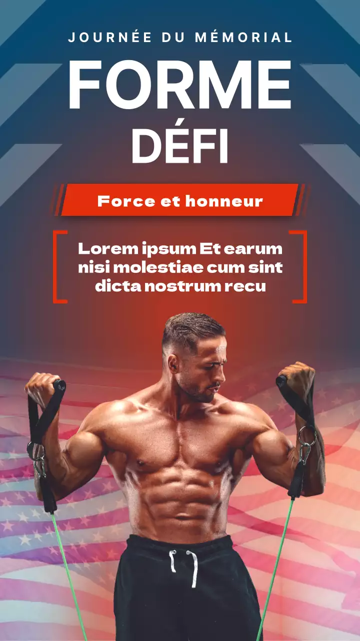 Publicité sur le défi de remise en forme rouge et bleu pour le Memorial Day