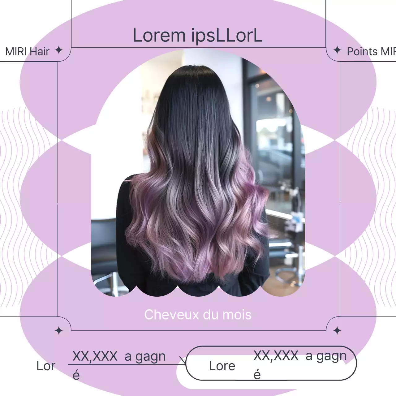Promouvoir le prix d'une coiffure mauve tendance