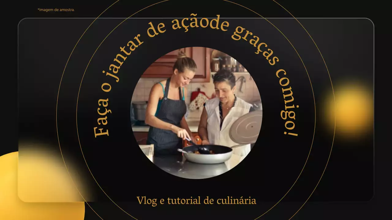 Receita moderna de jantar de Ação de Graças em preto e amarelo
