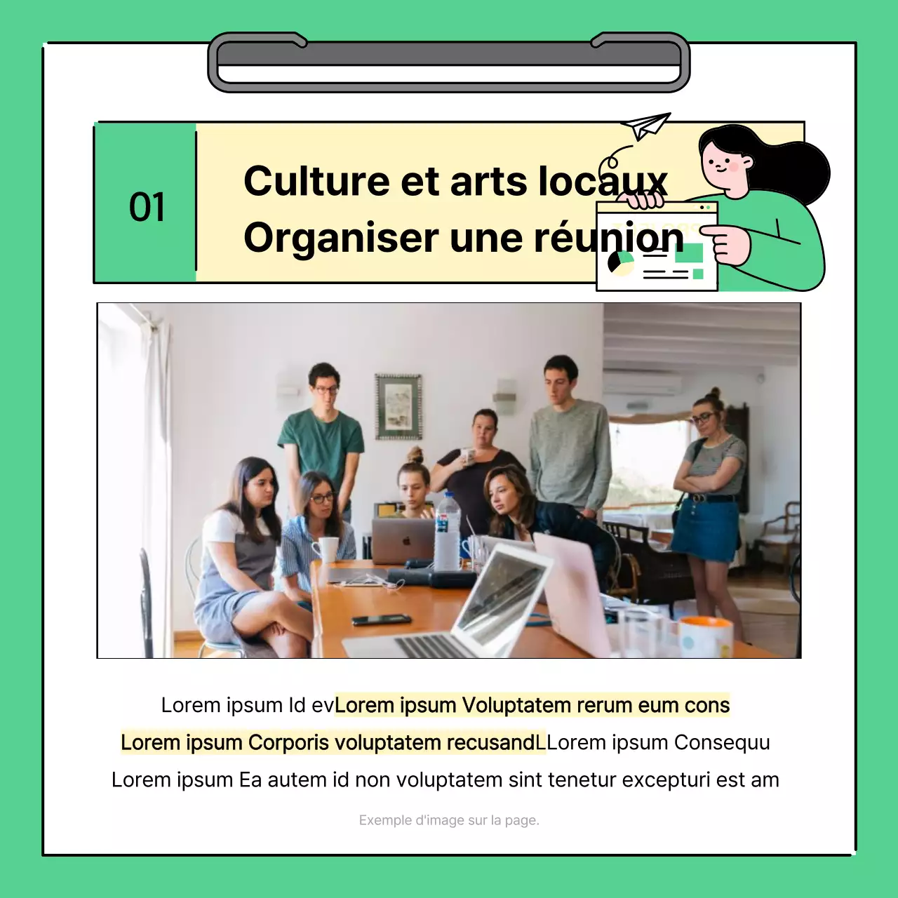 Un simple rapport vert et jaune sur les résultats des réunions régionales