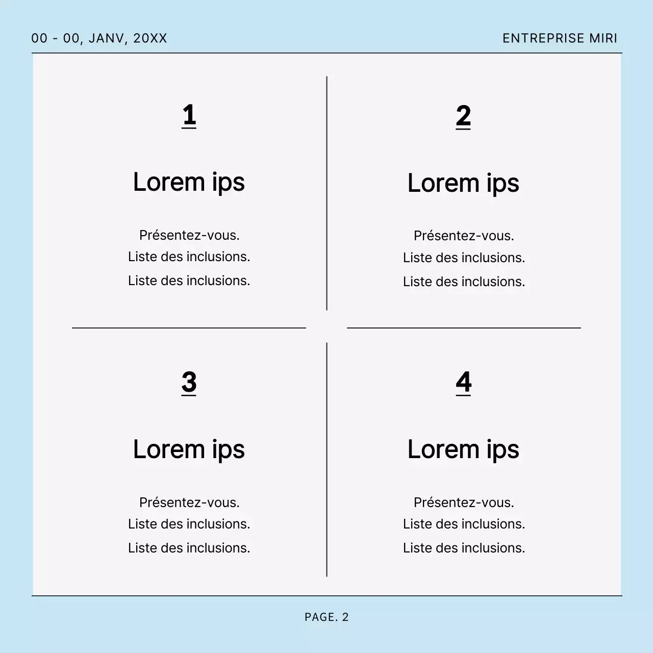 Un modèle de poste simple et épuré en bleu clair et gris