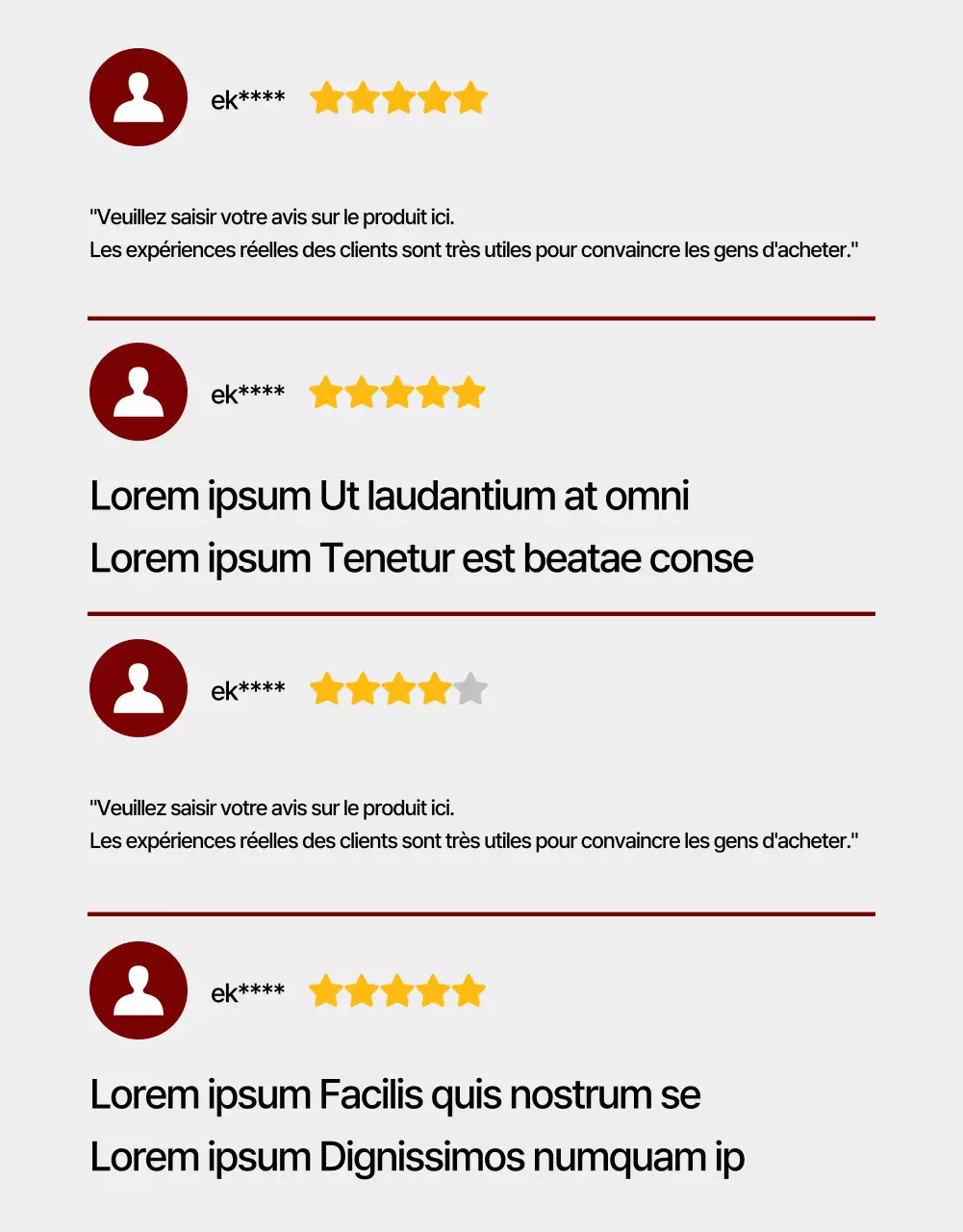 Description d'un produit électronique rouge et simple