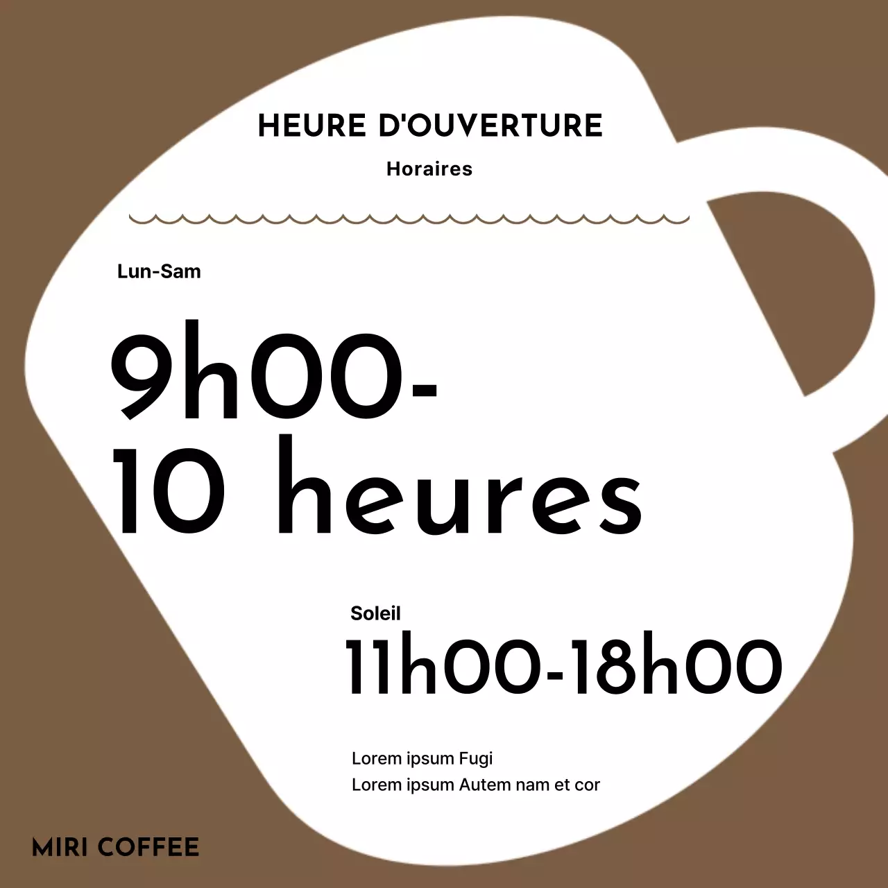 Un simple avis brun des heures d'ouverture
