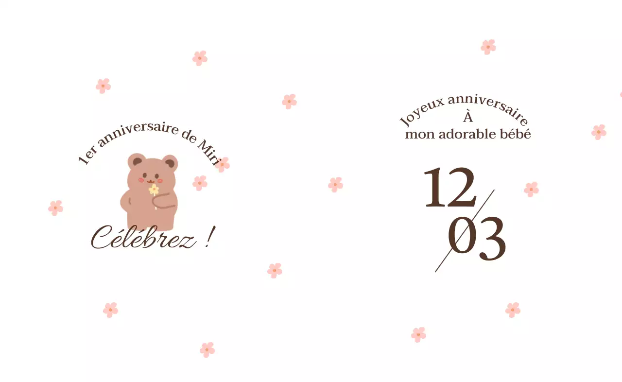 Dessin d'un ours avec des fleurs et d'un festin en pierre avec des motifs floraux