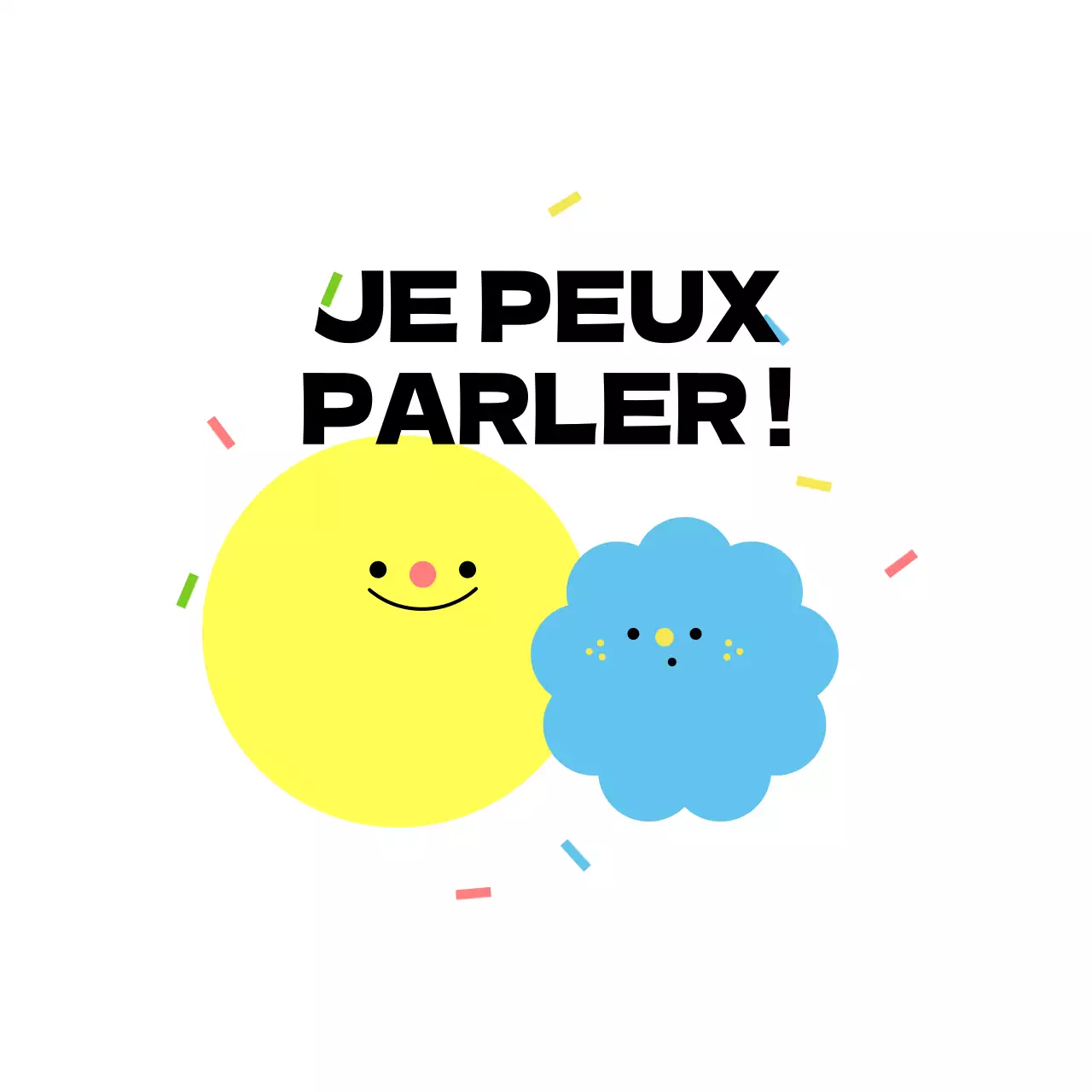 Concept promotionnel jaune et bleu pour une école de langue anglaise