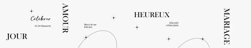 Une célébration de mariage de grande classe avec des illustrations de cercles de lignes et des paillettes.