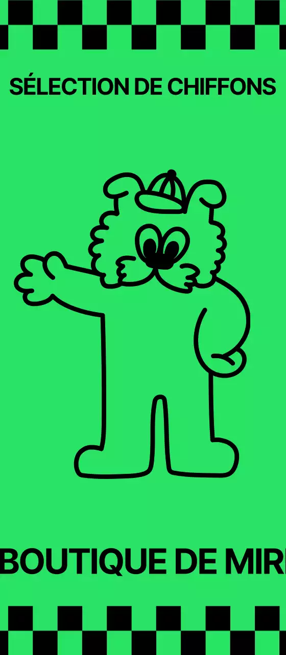 Un magasin de vêtements avec des damiers et des personnages pop