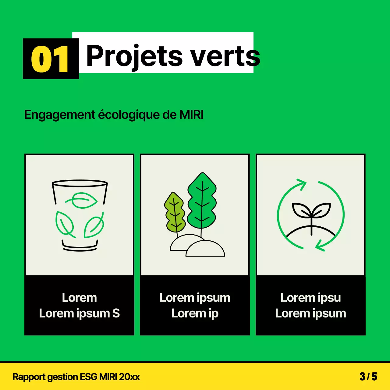 Une déclaration d'activités ESG kitsch, jaune et chartreuse