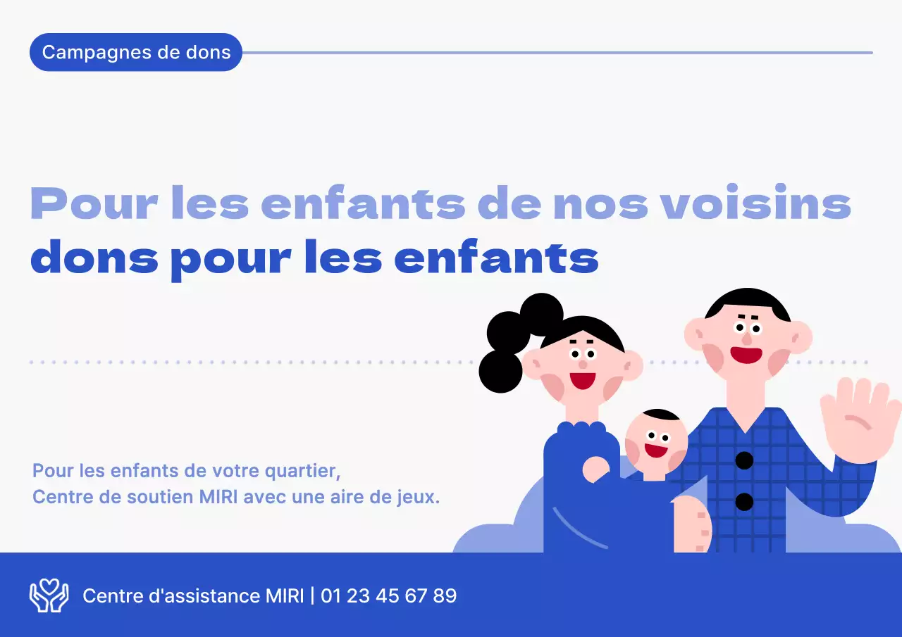Faites la promotion de votre campagne de dons dans un joli bleu et un bleu clair