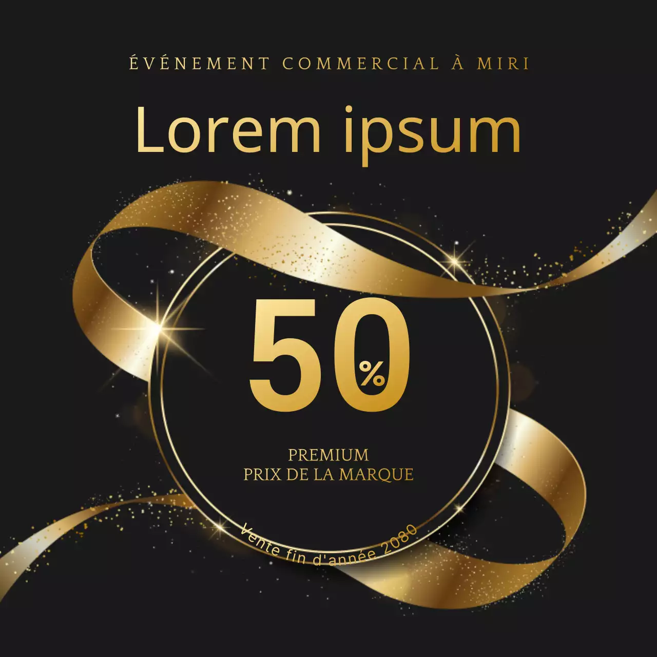 Annoncez une luxueuse vente de récompenses de fin d'année en or et noir