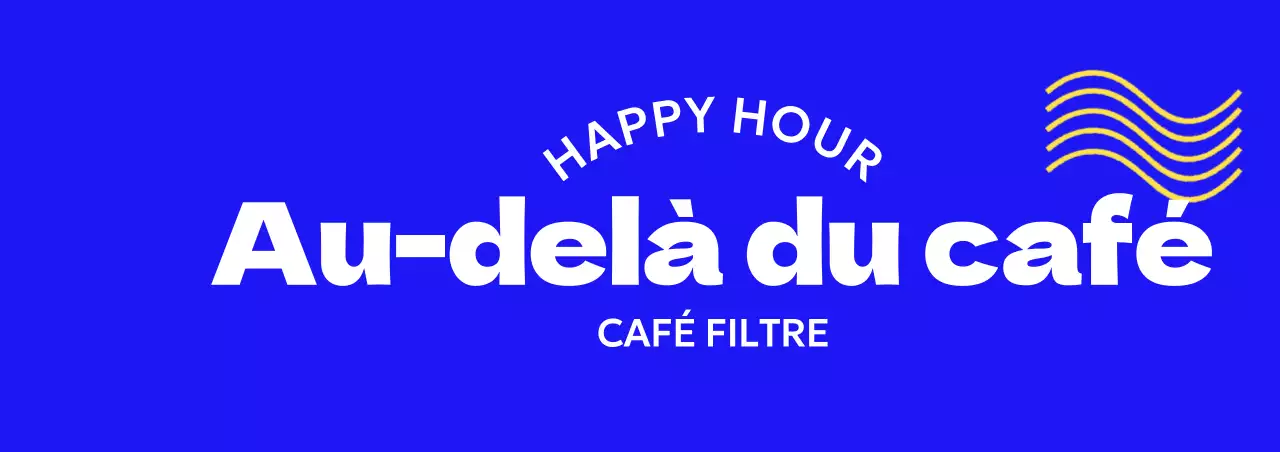 Marchandise simple de café avec texte incurvé et vagues jaunes