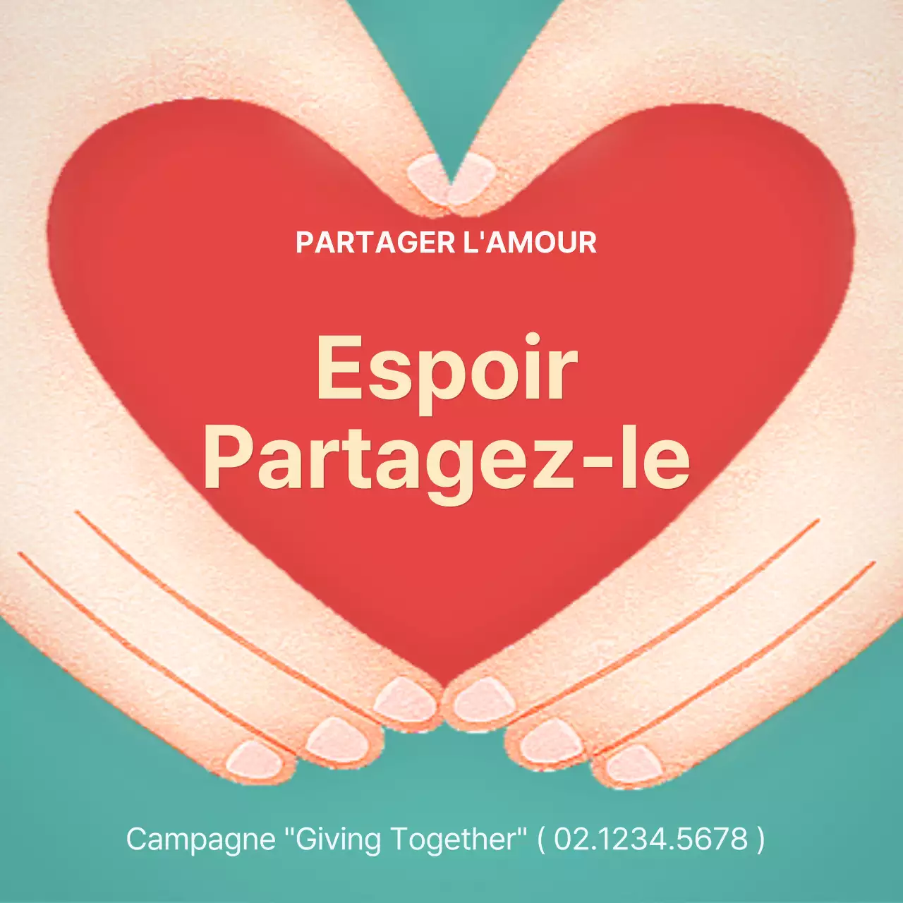 Une simple collecte de dons rouge et menthe pour partager l'espoir