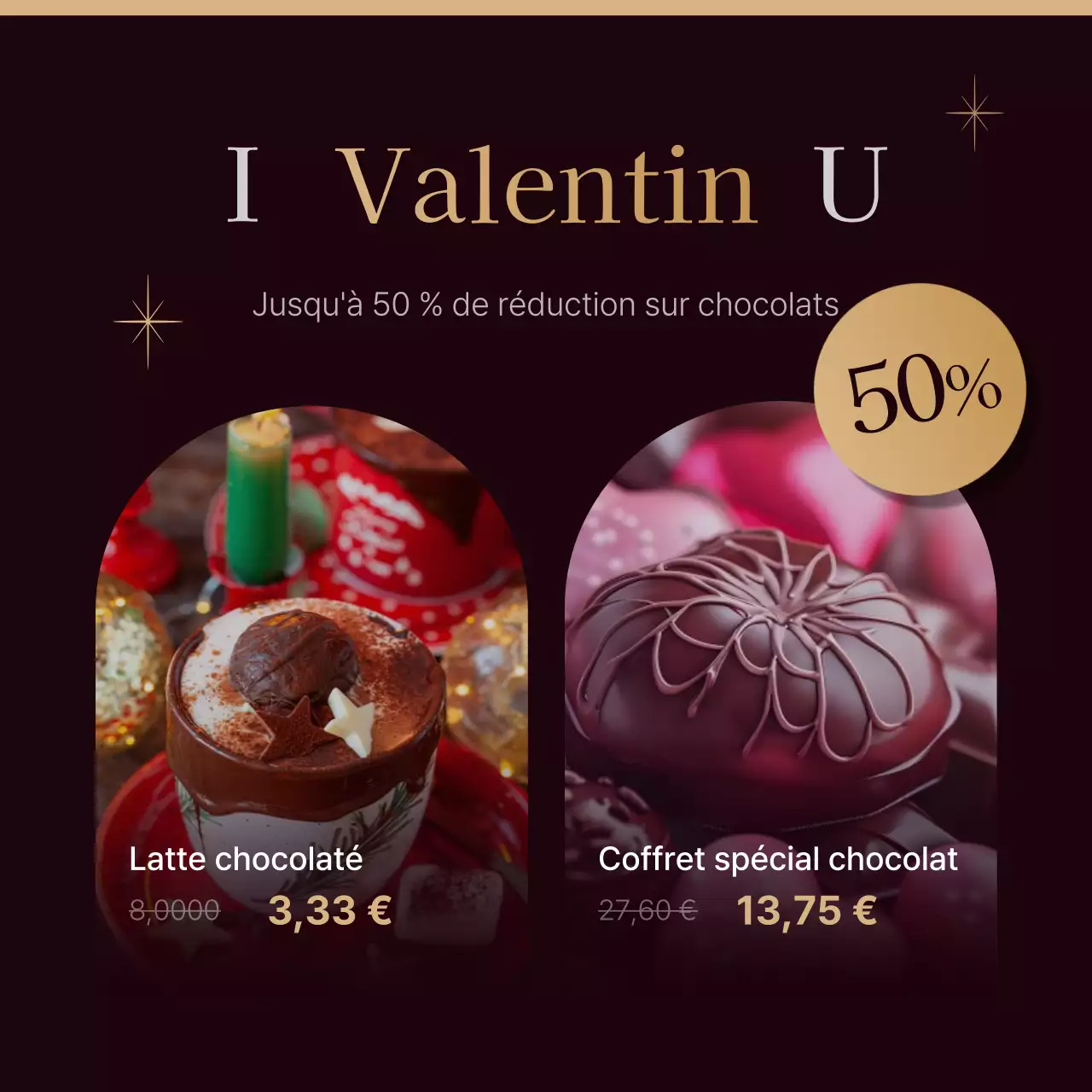 Flyer de la Saint-Valentin en marron et beige avec une touche de classe