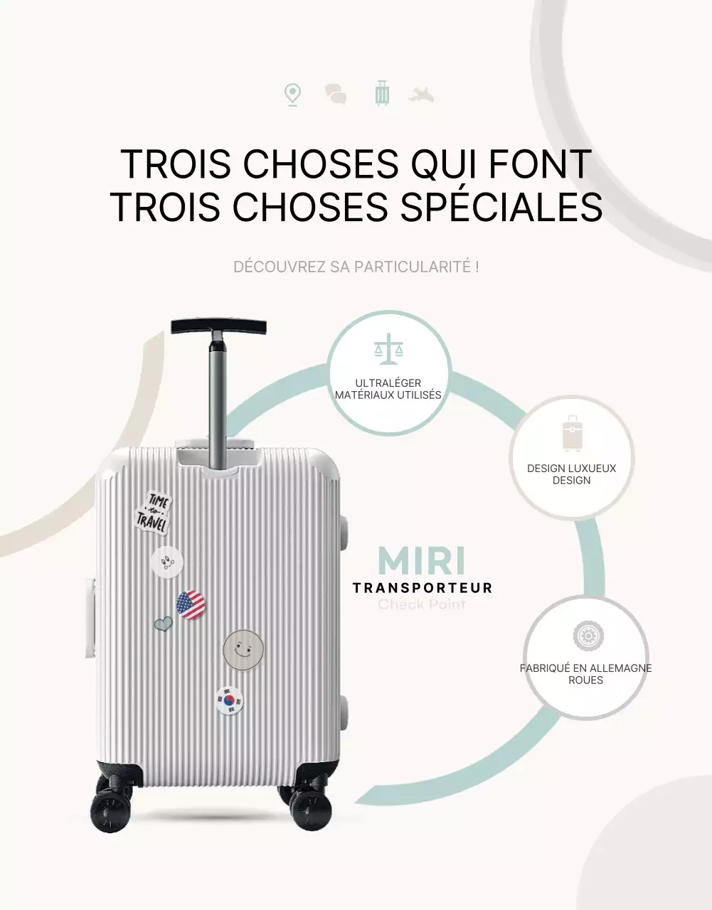 Promouvoir un produit de transport simple en menthe et ivoire