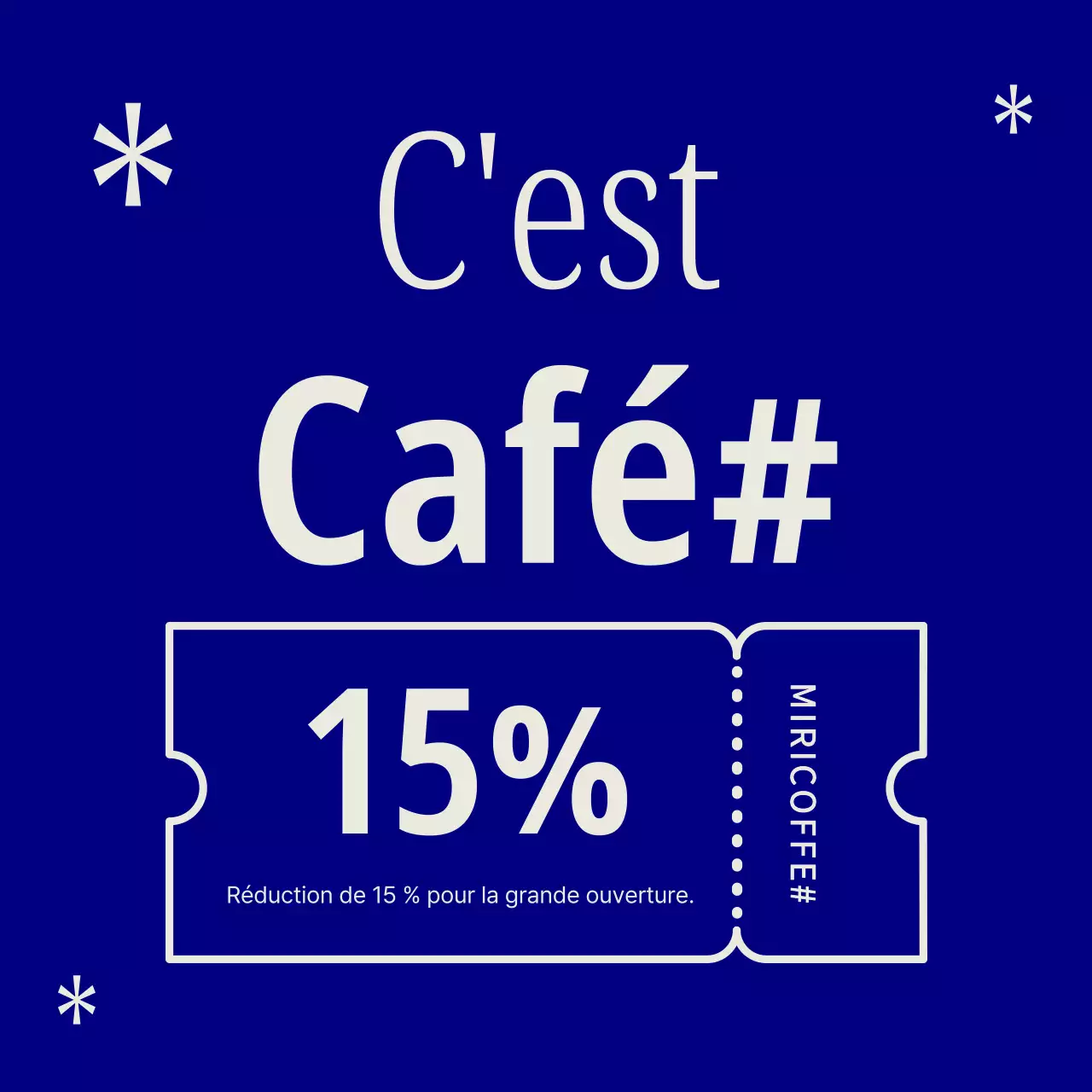 Une simple annonce bleue et blanche sur le panneau d'affichage d'un café