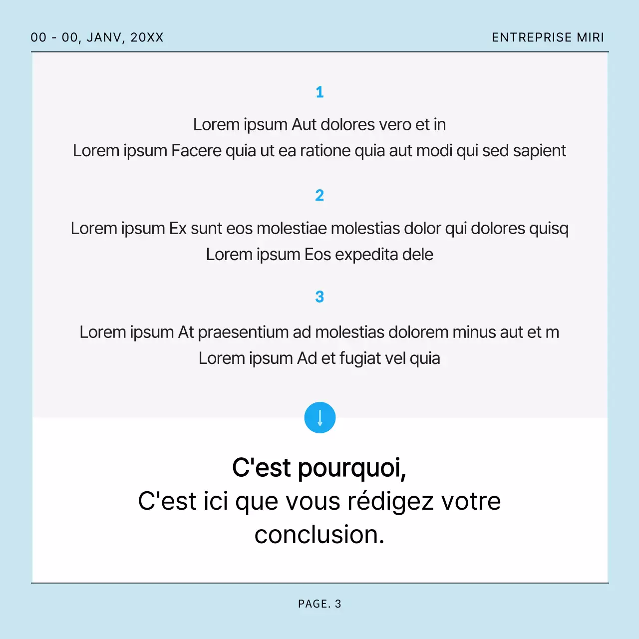 Un modèle de poste simple et épuré en bleu clair et gris