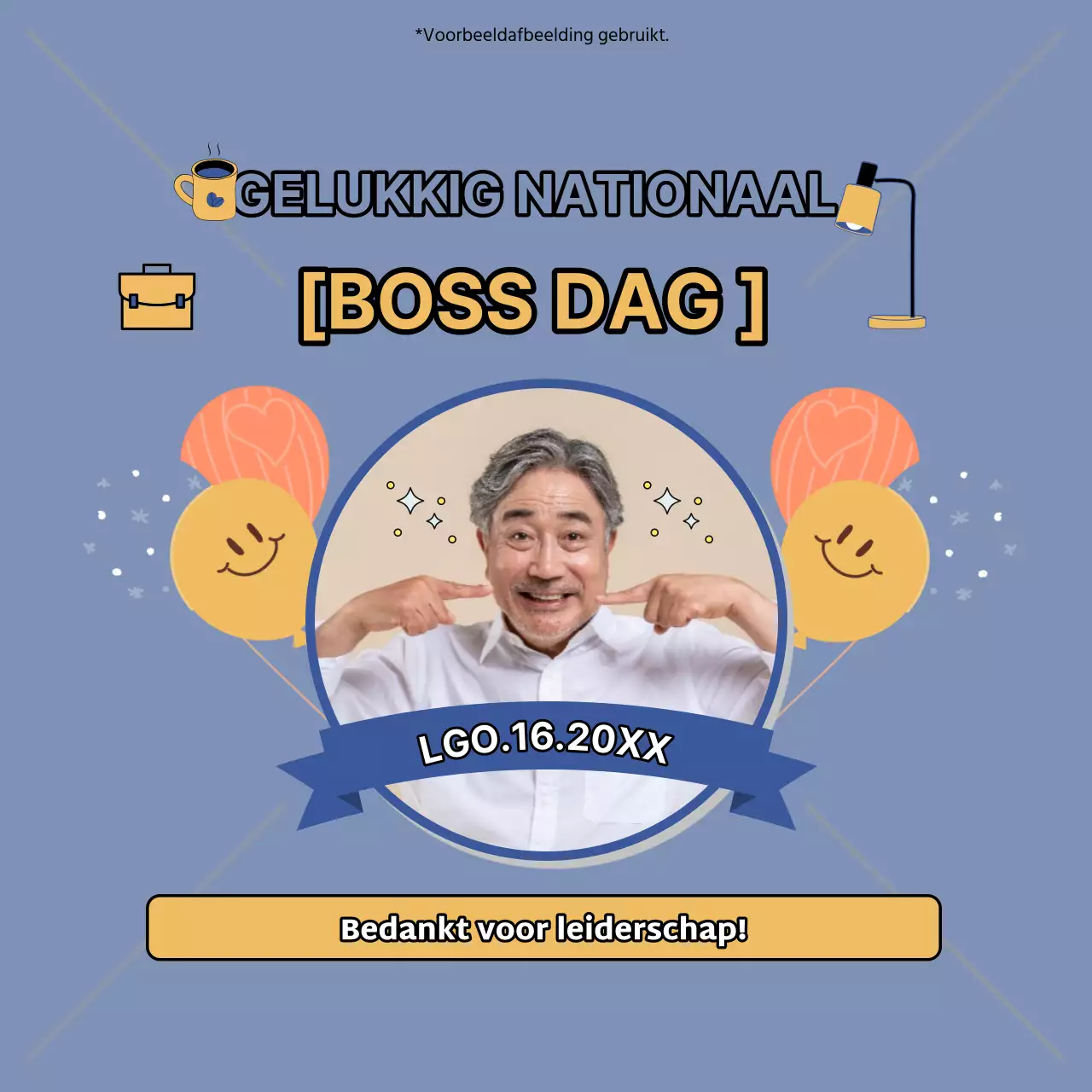 Hemelsblauw en beige eenvoudige Happy Boss Day-mededeling