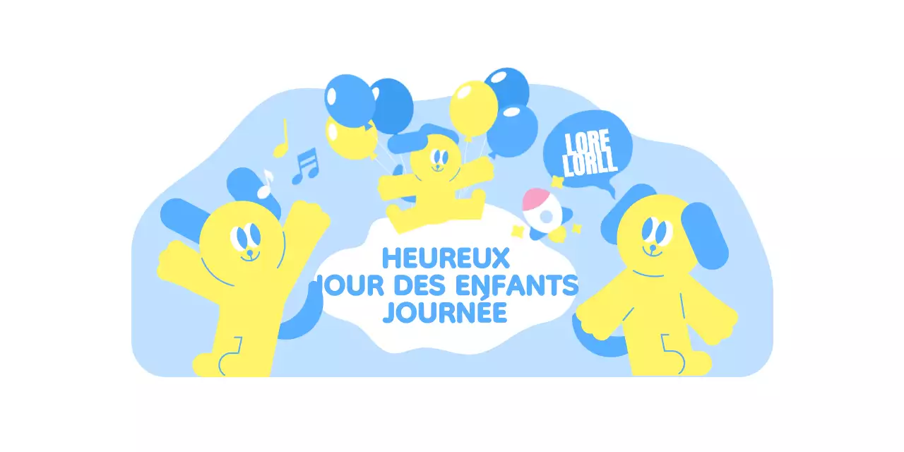 Journée des enfants avec des personnages colorés et mignons sur les échasses