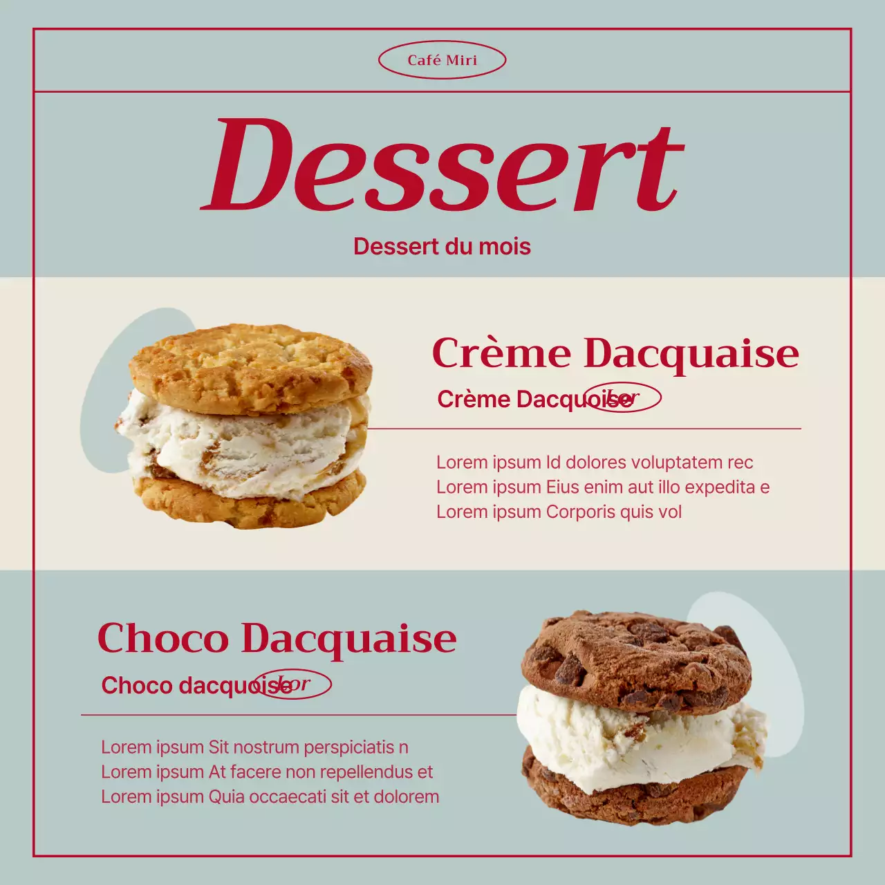 Annonce de café vintage en menthe et rouge