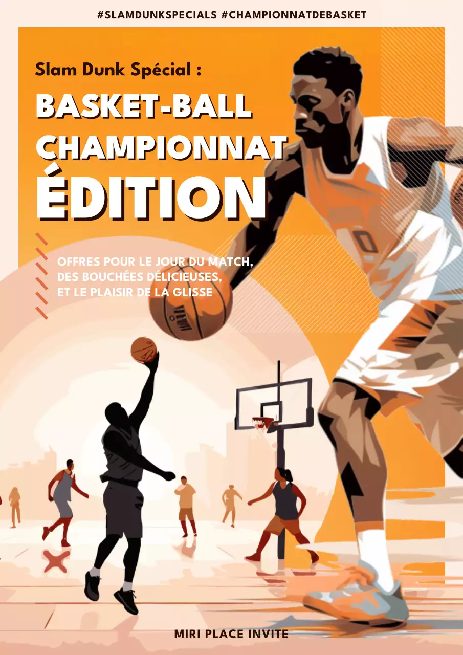 Basket-ball vintage orange et beige march madness promo