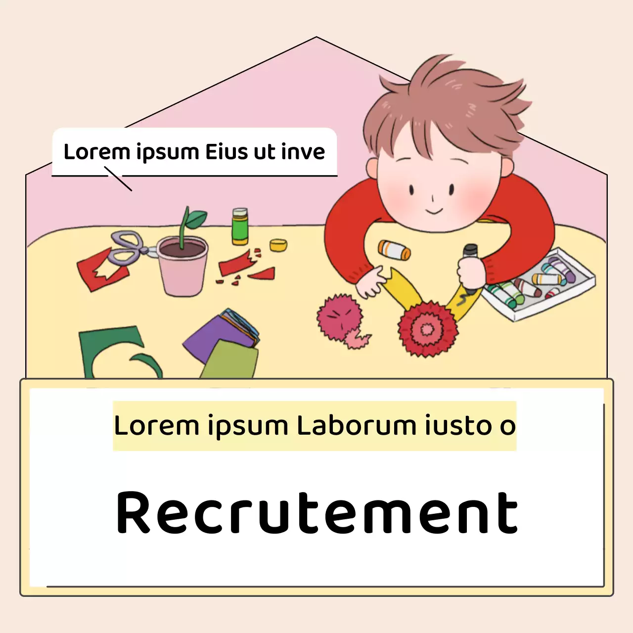 Petites annonces préscolaires mignonnes en jaune et rose