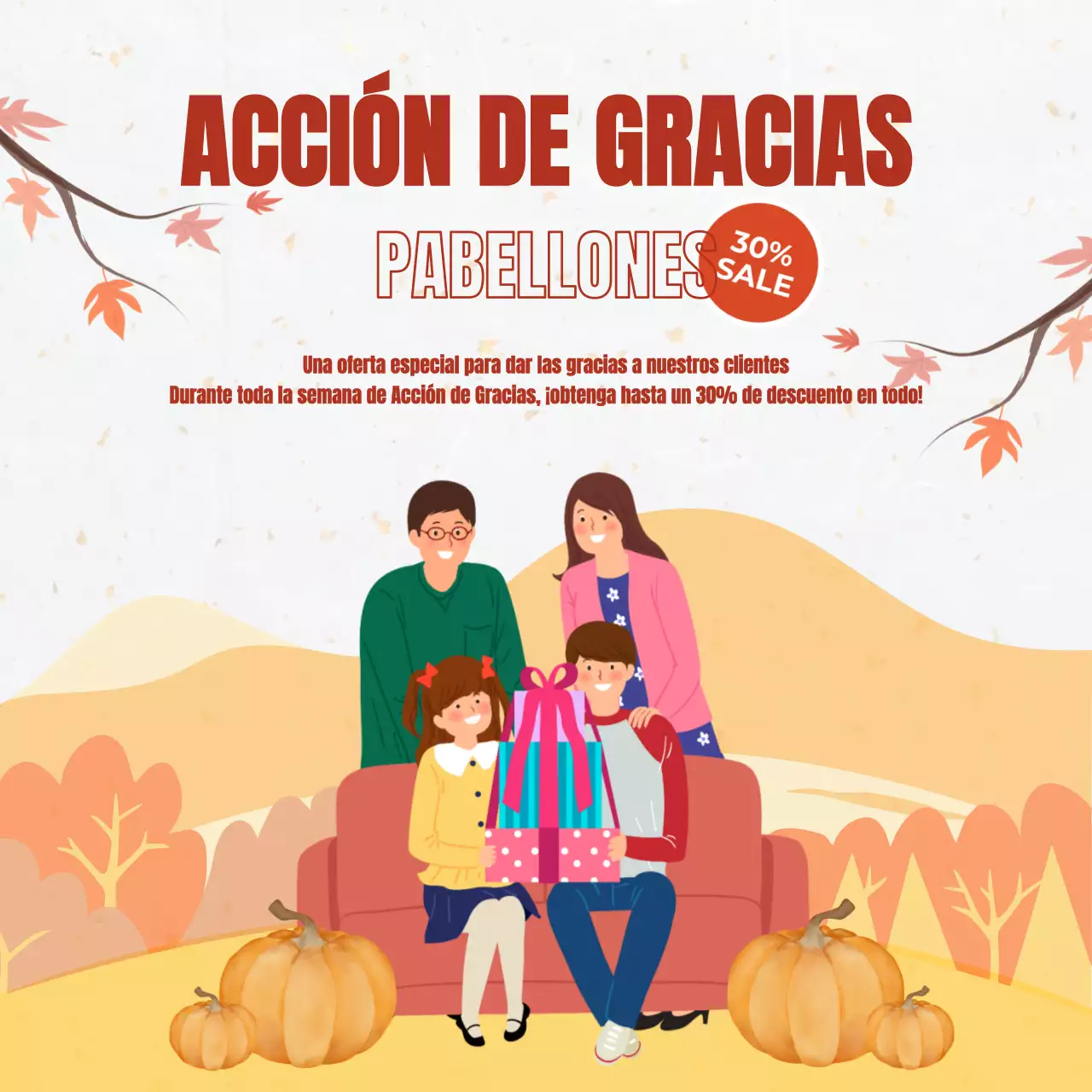 Amarillo y naranja sencillo Acción de Gracias Venta promocional