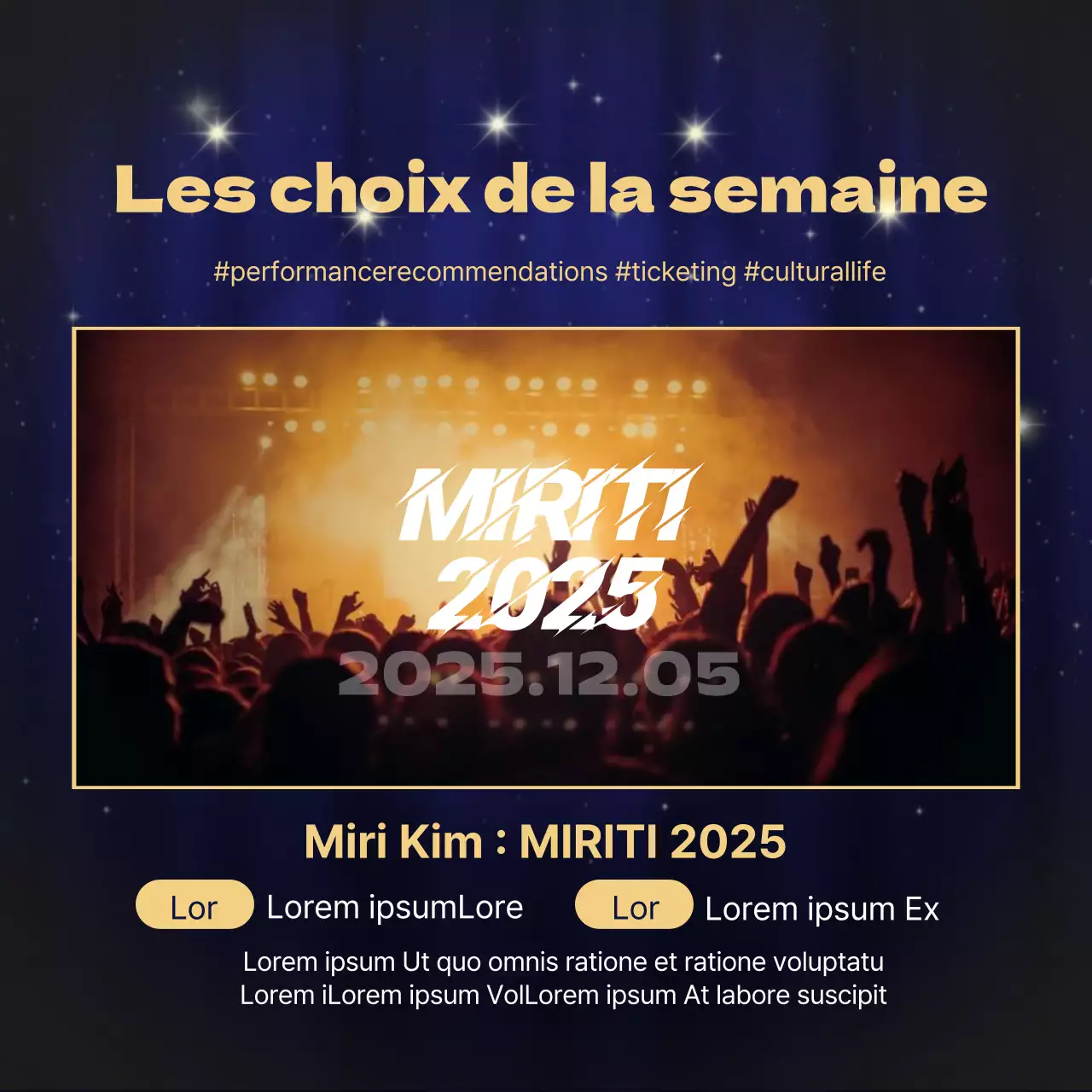 Contenu luxueux en or et bleu marine Informations de fin d'année