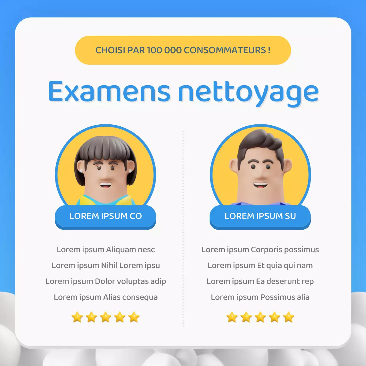 Promotion d'une simple agence de nettoyage bleue et jaune