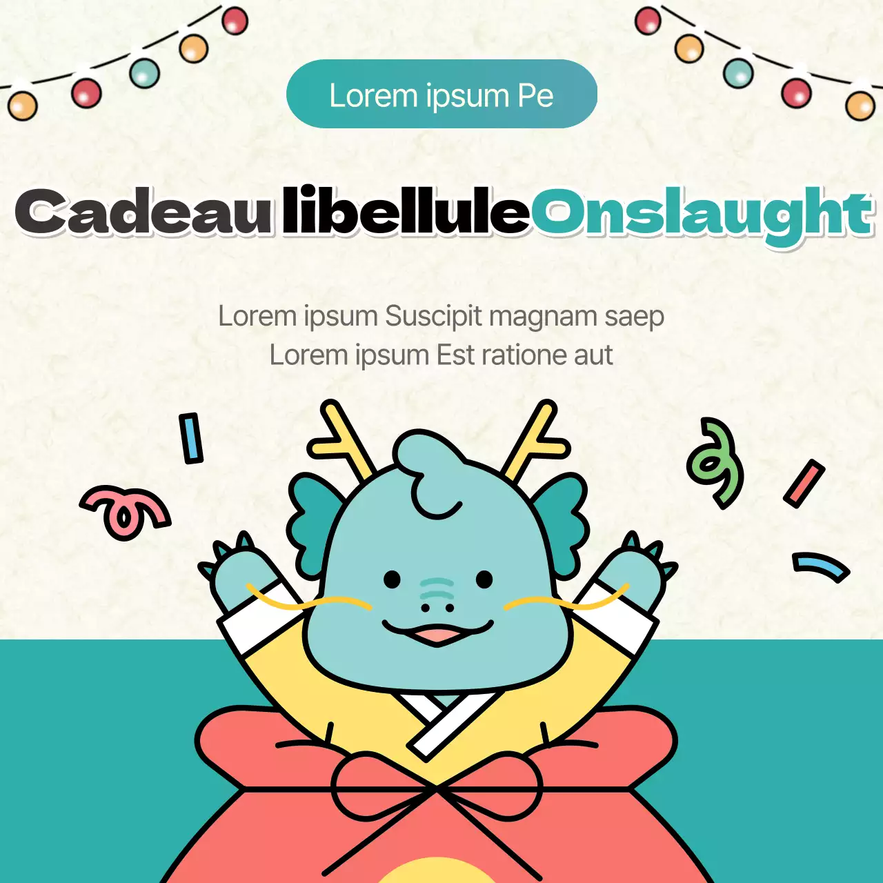 Flyer cadeau pour le Nouvel An chinois vert et rouge