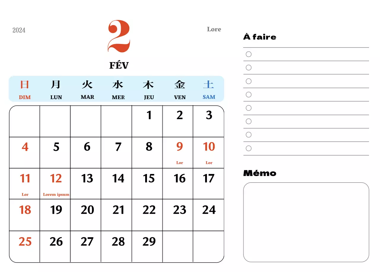 Sous-verres rétro rouges et bleus calendrier de mémoire