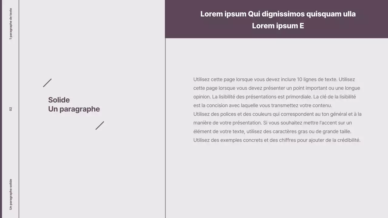 Explication de la mise en page de style minimaliste en violet