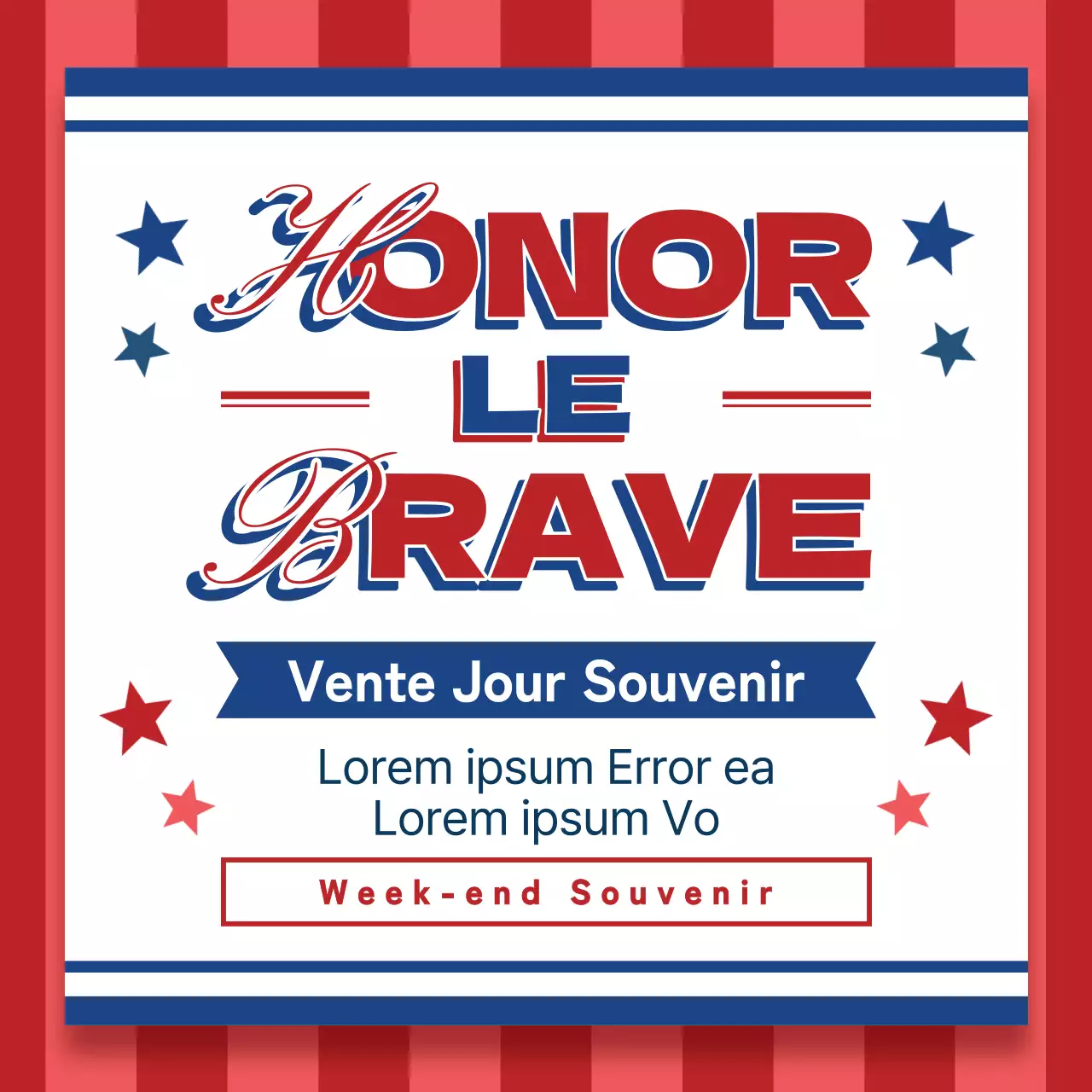 Rouge et bleu Retro Memorial Day Sale Promotionnel