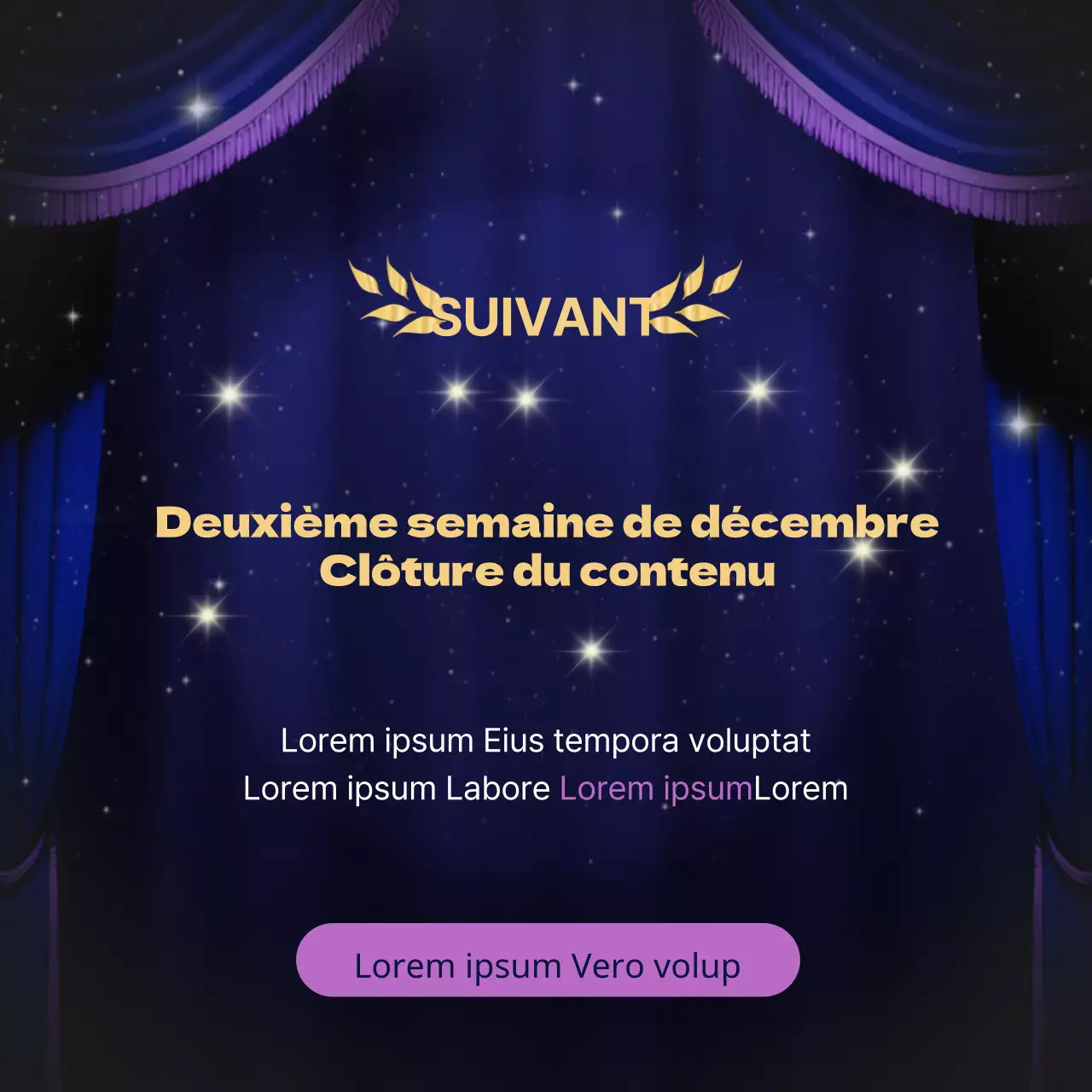 Contenu luxueux en or et bleu marine Informations de fin d'année