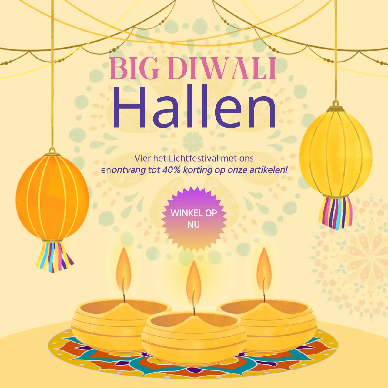 oud en geel elegante Diwali uitverkoop promotie