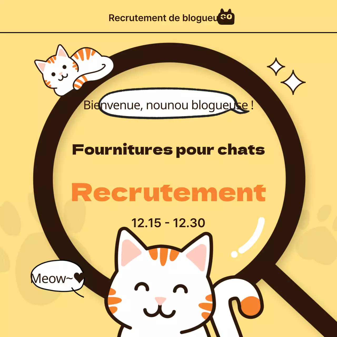 Une publicité minimaliste jaune et orange pour le recrutement d'expérimentateurs
