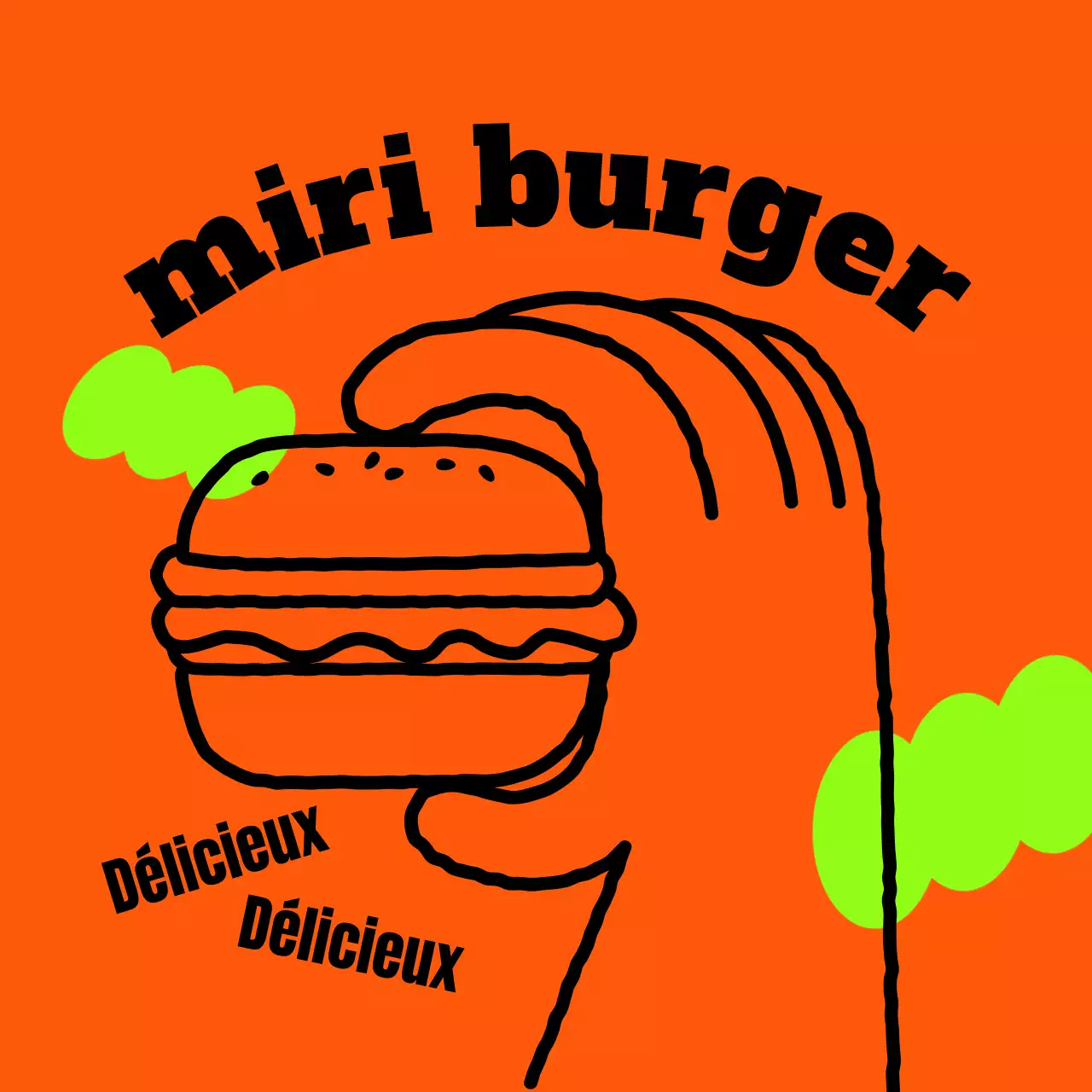 Un restaurant de hamburgers avec des illustrations de graffitis aux couleurs vives