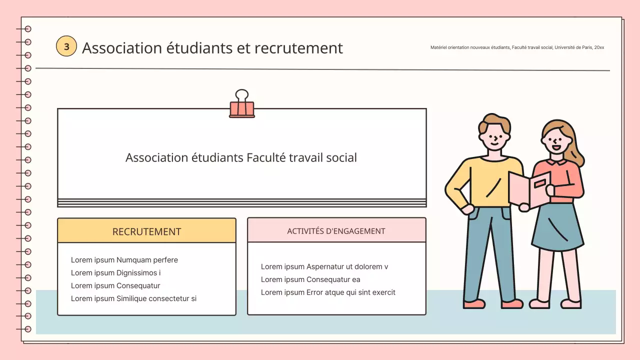 Une orientation simple des nouveaux employés en rose et bleu clair
