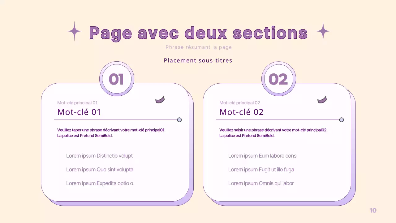 Une présentation simple de la PM en jaune et violet