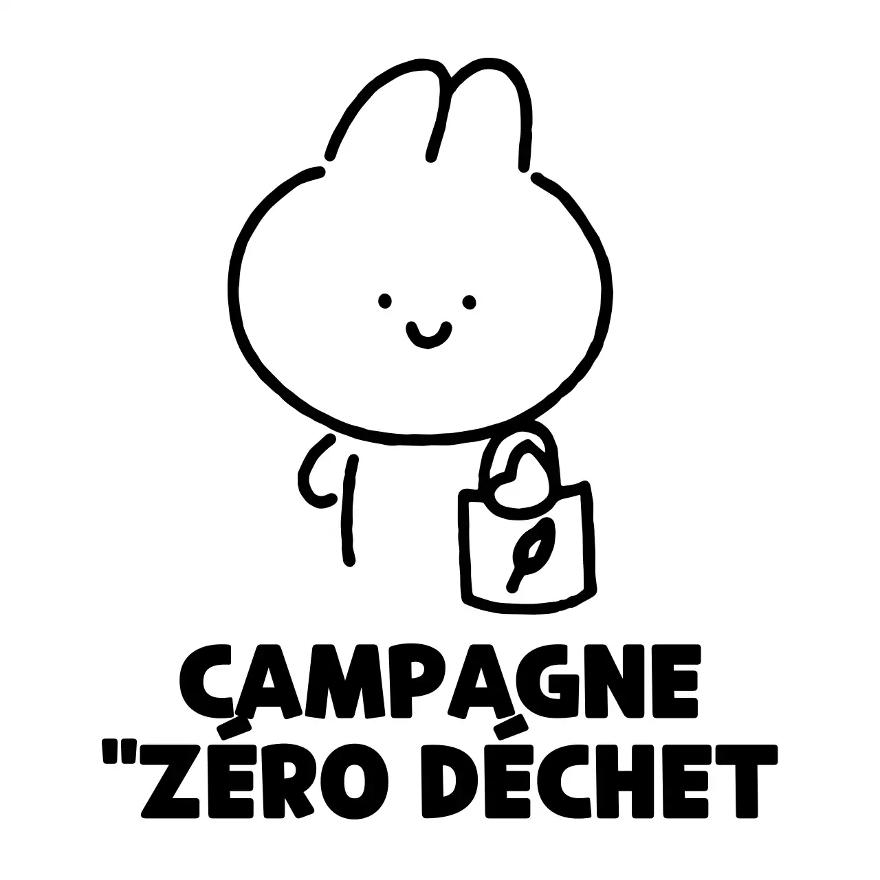 Une campagne zéro déchet avec une jolie illustration de lapin dessinée à la main