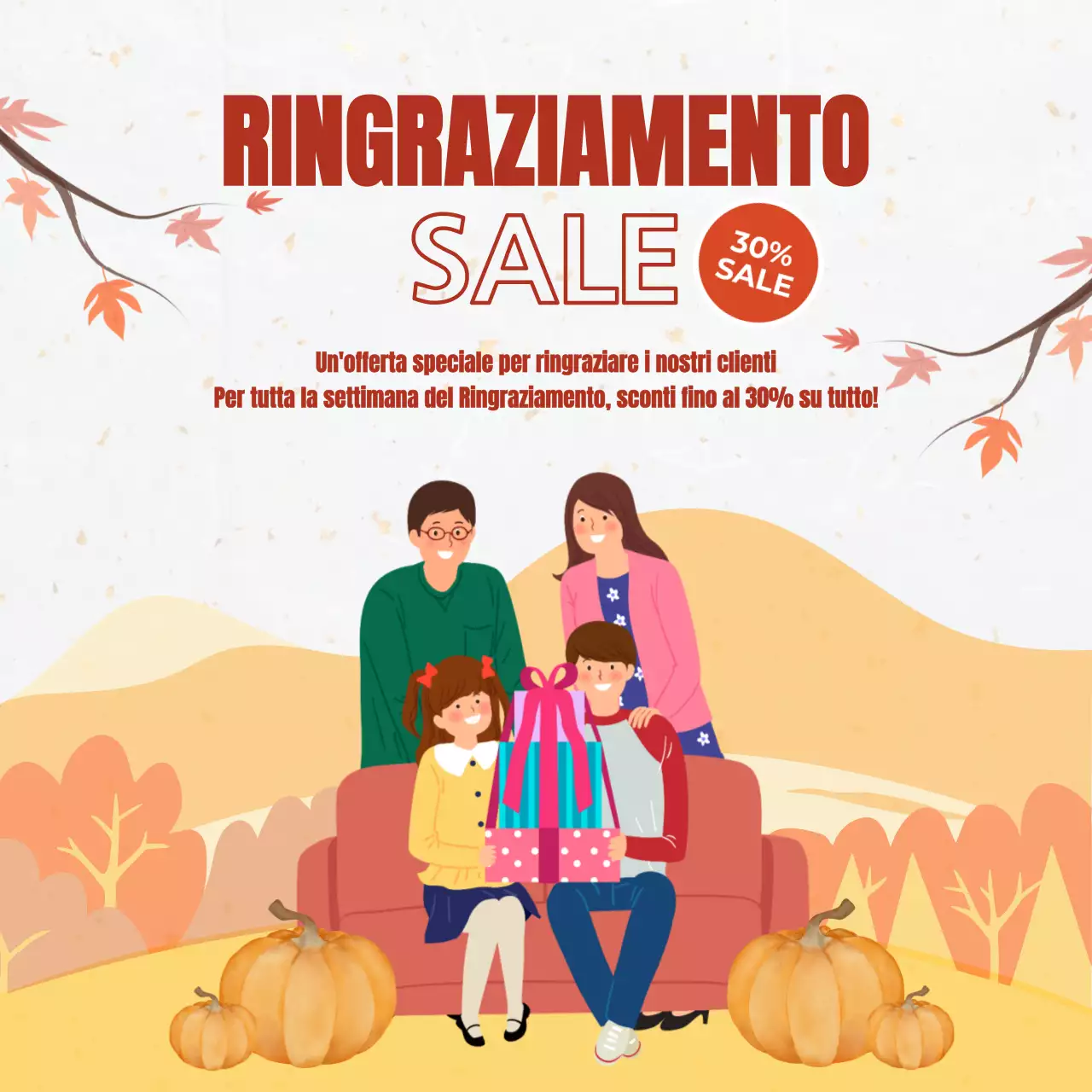 Giallo e arancione semplice Vendita promozionale del Ringraziamento