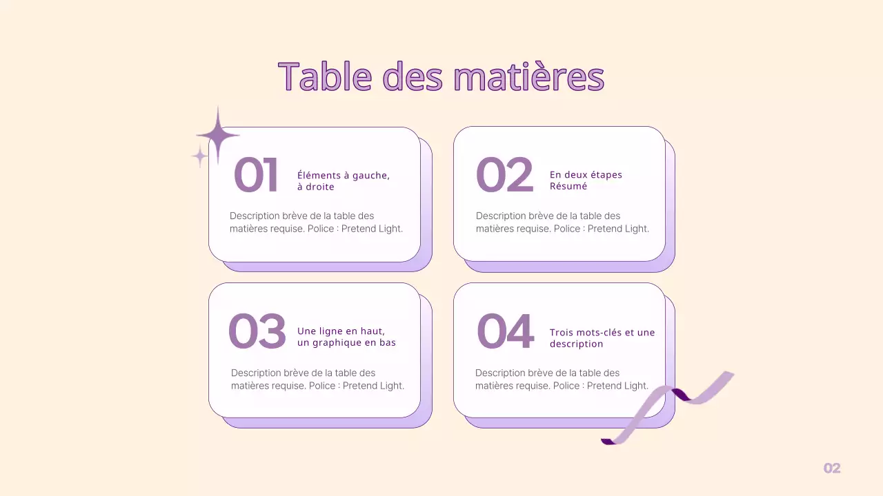 Une présentation simple de la PM en jaune et violet