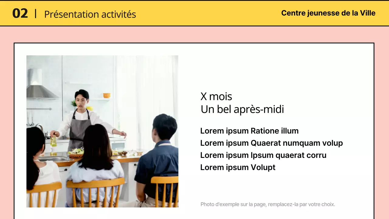 Présentation du programme du centre jaune et rose